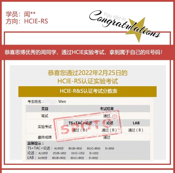 SPOTO˼硿ϲյͬѧ PASS HCIE R&S LABԣ