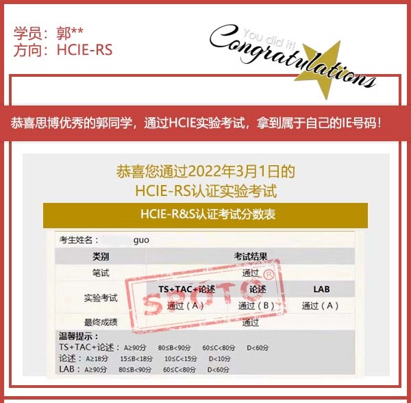 SPOTO˼硿ϲյͬѧ PASS HCIE R&S LABԣ