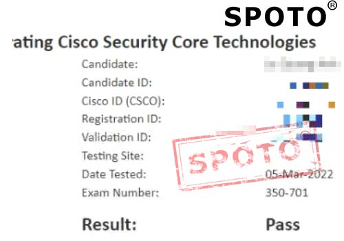【SPOTO思博网络】恭喜学员 3.5 PASS 350-701 笔试战报 高分PASS不停歇【题库稳定】