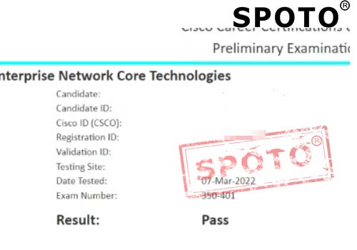 【SPOTO思博网络】恭喜学员 3.7 PASS 350-401 笔试战报 高分PASS不停歇【题库稳定】